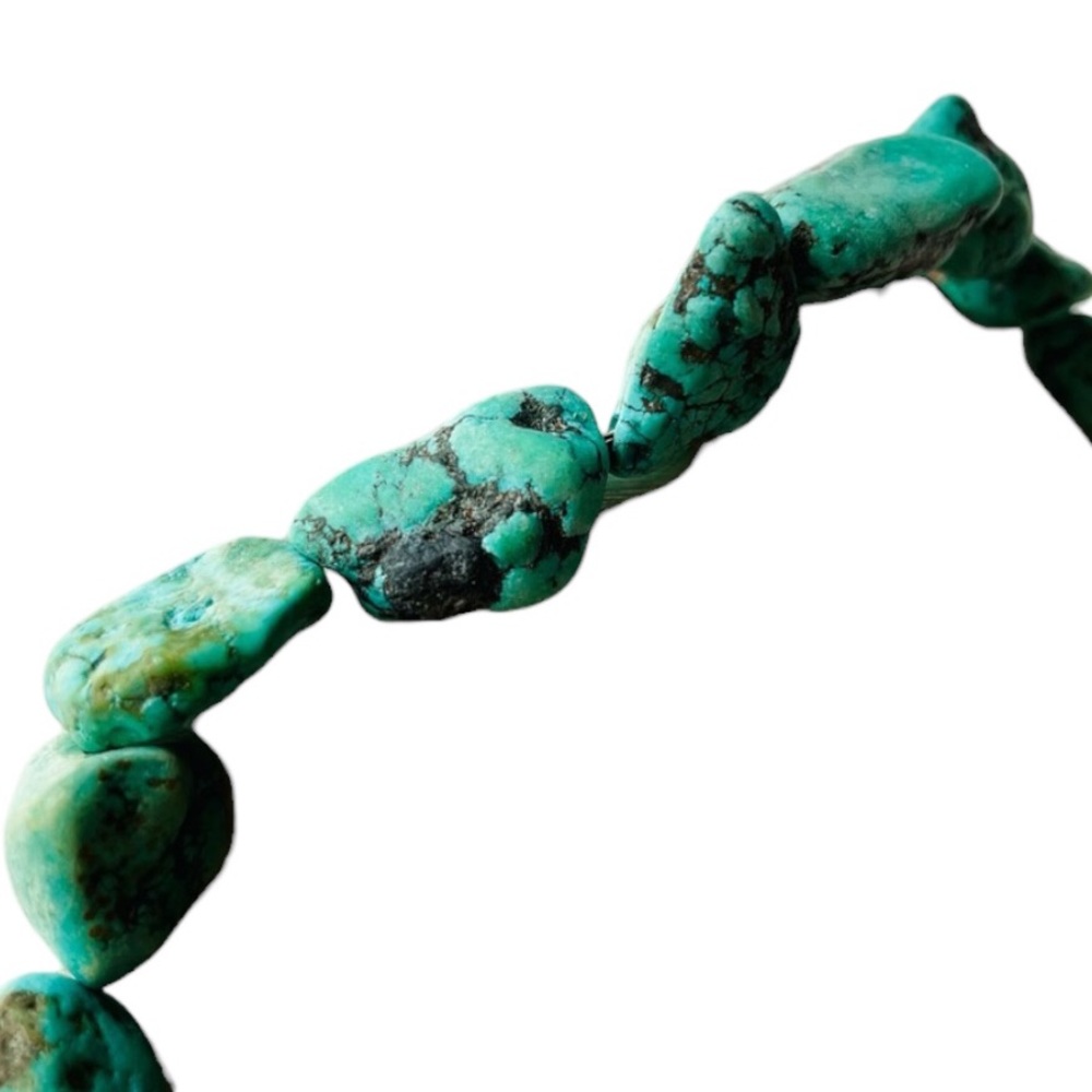 Chunky Raw Graduated Rustic Earthy Turquoise Necklace. - Picture 3 of 5